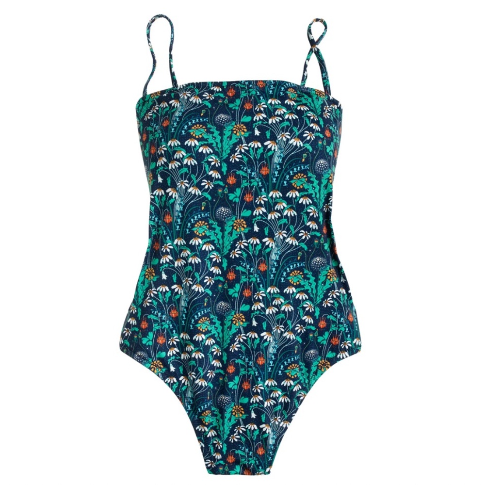 BNWT J.Crew Liberty Print Baby Bow Back Swimsuit in “Alpine Pasture” Sz 14